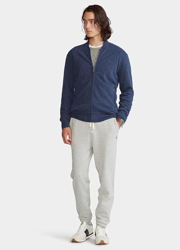 POLO RALPH LAUREN Men's Double Knit Luxury Jersey Full Zip Baseball Sweater (Navy Heather, Small)4