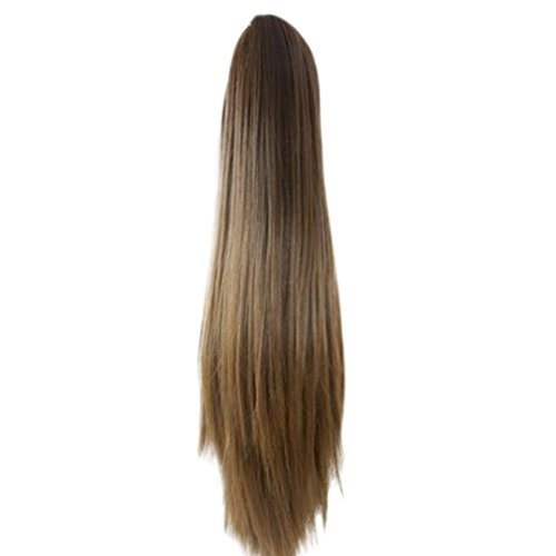 Suppion Women Fashion Claw Clip Long Straight Ponytail Hair Extensions Wig Hairpiece (D)