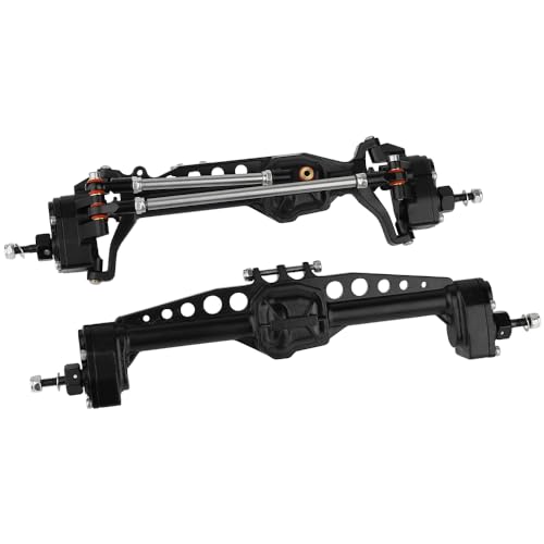 Pothyes CNC Metal Front and Rear Portal Axles for 1/10 RC Crawler Car Axial SCX10 III AXI03006 AXI03007 Wrangler JL AR45 Axle Upgrade Part (Black)