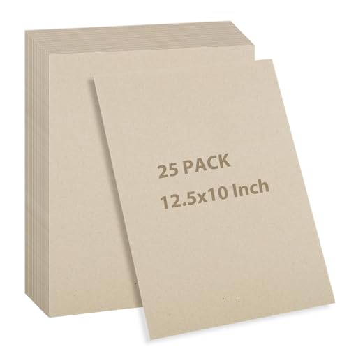 25 Pack Book Board 10x12.5 Inch, Thick Grey Binders Board Chipboard Card Board Sheet 2mm 80PT, Kraft Heavy Duty Chipboard Bookbinding Supplies for Book Binding Cover