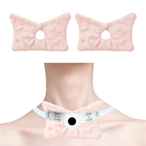 Tracheostomy Dressing Pads, 2-Pack Trach Pads, Reusable Trach Tube Covers Buttefly Shape (Pink)