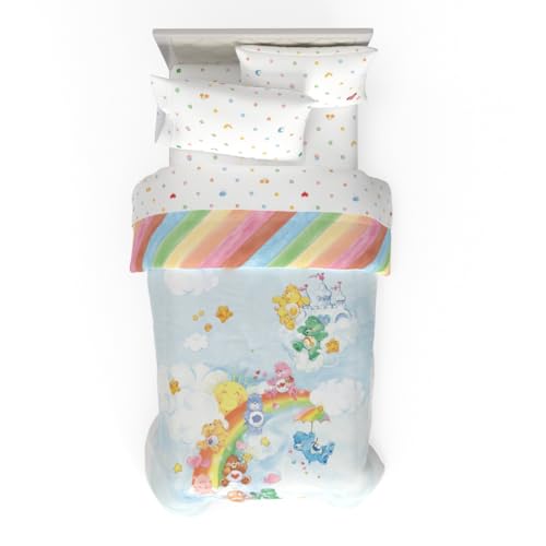 Image of Care Bears Classic Super Soft Cozy Reversible Microfiber Comforter and Sheet Set, 4 Piece Twin Size, (Official Licensed Product) By Franco Collectibles