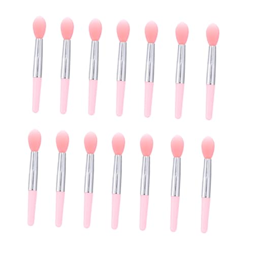 Zerodeko Pinceles de Silicona para Labios y Maquillaje Aplicadores de Brillo y Sombra Compactos para Mujeres Diseño Portátil con Mango Rosa y Rojo Transparente Incluye Bolsa Opp