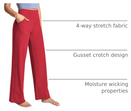 Image of BUBBLELIME Women High Waist Wide Legs Yoga Pants Loose Sweatpants Pockets | 29 inch /31 inch /33 inch /35 inch /37 inchInseam,2 Styles / Dress /Basic,Lounge,Comfy,Stretch Casual Work