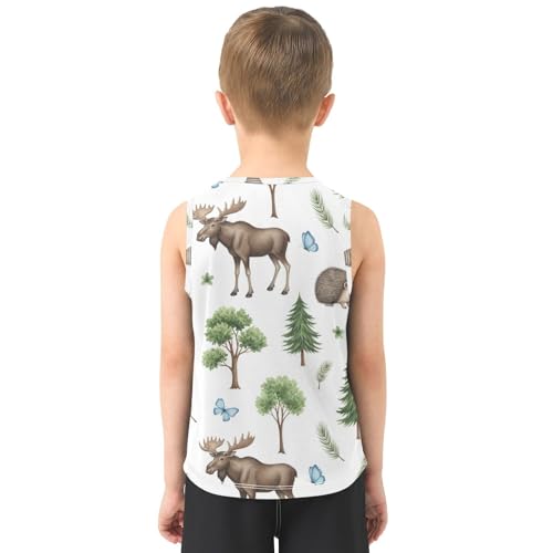 J JOYSAY Moose Rabbit Hedgehog Boys Tank Top Sleeveless Muscle Shirts Quick Dry Active Sport Workout Kids T-Shirts 3-15T3