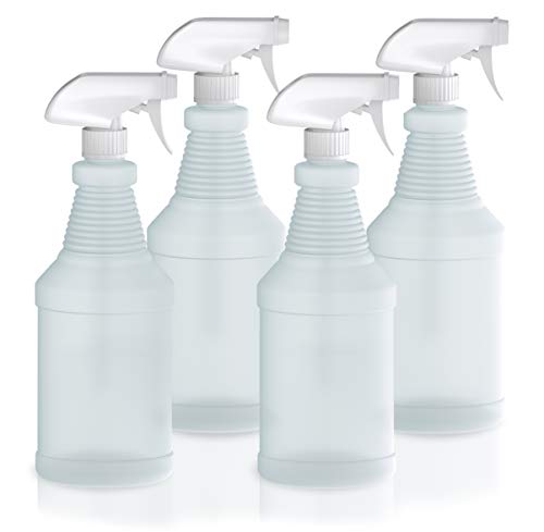Plastic Spray Bottles with Sprayers - 24oz Empty Spray Bottles for Cleaning Solutions, Plant Watering, Animal Training and More - No Clog & Leak Proof Heavy Duty Spray Bottles with Sprayers - 4 Pack