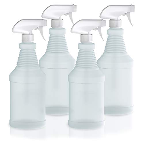 Plastic Spray Bottles with Sprayers - 24 oz Empty Spray Bottles for Cleaning Solutions, Plant Watering, Animal Training and More - No Clog & Leak Proof Heavy Duty Spray Bottles with Sprayers - 4 Pack