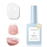 AZUREBEAUTY 15ml Rubber Base Builder Gel Polish for Nails, Clear Rubber Base Coat, Self-Leveling Apex Building Nail Strengthener, Long Lasting Soak Off UV LED for Thin Weak Brittle Nails