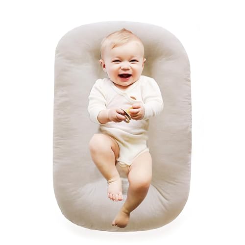 Image of oliwex Baby Lounger, Baby Lounger Pillow for Newborn, Soft and Breathable Infant Lounger (British Apricot)