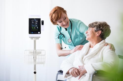 Image of VivaDiagnostics Omni Spot Vital Signs Monitor with Mobile Cart, Monitor de signos vitales, Includes Thermometer