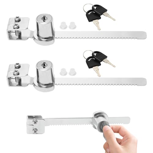 2 Pas Reptile Vivarium Lock, Terrarium Showcase Lock, Sliding Glass Door Lock with Key, Ratchet Cabinet Locks, Display Cabinet Locks