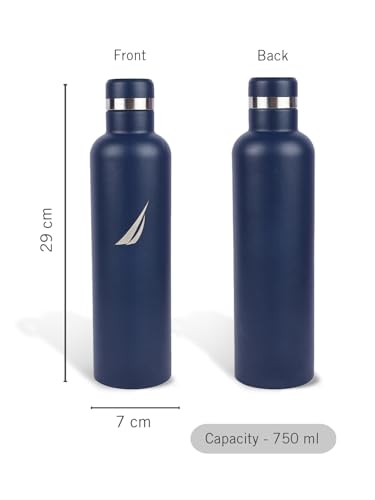 Image of NAUTICA Premium Leak-Proof Insulated Water Bottle - 1pc (Yacht)| 750ml | Stainless Steel Flask with 24 Hours Temperature Retention | Ideal for Travel, Gym, Office Use Oreo Big Solid-denimblue