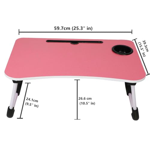 Image of VAAYU Multi-Purpose Laptop Table, Study Table| Bed Table| Adjustable Height, Portable for Office, Work Form Home | DIY Table, Easy to Assemble, Engineered (Old-Pink)