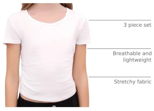Image of SOLY HUX Girl's Short Sleeve T Shirts 3 Piece Basic Scoop Neck Tees Slim Fit Casual Summer Tops
