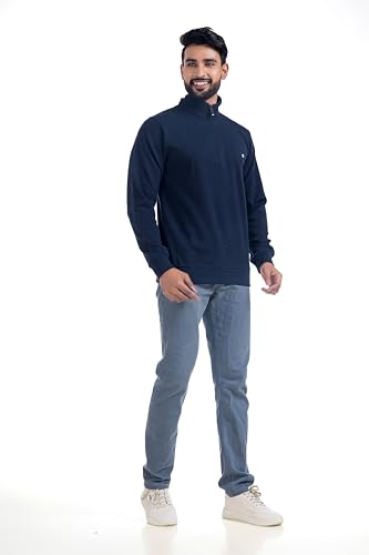 Image of Men's Sweat Shirts with Zippered, Full Sleeves Solid /Relaxed & Regular Fit Pure Cotton Sweater /Comfortable and Casual Winter Wear for College, Office