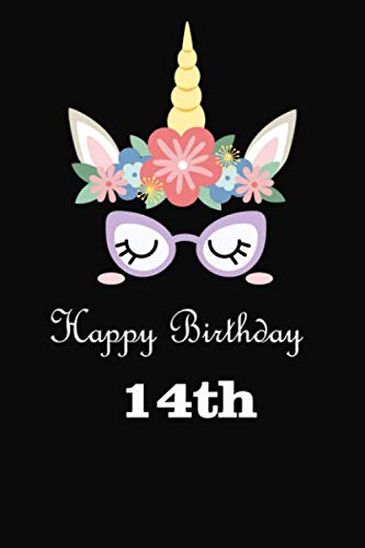 Unicorn Journal Happy Birthday 14th: Beautiful Unicorn Lined Notebook/ Journal (6" x 9") with 110 Pages
