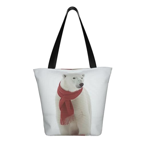 Polar Bear Red Print Comfortable Shoulder Bag Summer HandbagTravel Beach Work Daily Use Versatile Carry3
