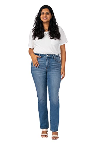 Slink - Premium Women's Plus Size Stretch High Rise Straight Leg Jeans (Indigo)