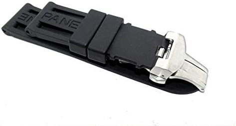 NEW 24mm Black Rubber Strap with Solid Stainless Steel Clasp MADE TO FIT TO Officine Panerai Luminor Marina