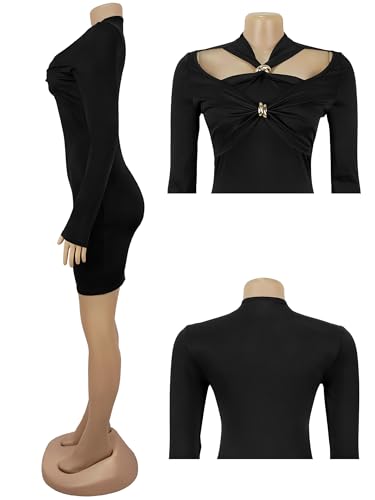 Image of Figdaw Sparkling Rhinestone Bodycon Dress for Women Special Occasions,Night Out