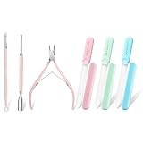 Makartt Nagelhautzange Nagelfeile Glas mit nagelhautentferner - 4 Pcs Rosa Cuticle Remover Tool, Professionelle nagelhautschere set Tragbares Nagelfeilen Naturnägel