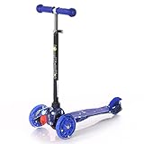 Lorelli – Patinete para niños Desmontable y Ajustable Mini – Scooter con ruedas luminosas – Manillar regulable antideslizante y freno trasero – Hasta 20kg a partir de los 3 años - Azul Oscuro