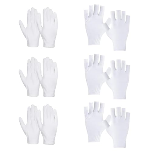 GXGM Guanti estivi in cotone 6 paia, senza dita e con dita, traspiranti, sottili, protezione UV, per...