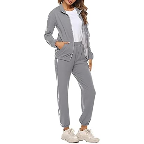 Gyabnw Women Tracksuit Full Set Sportswear Sweatsuit Zip Up Winter Sweatshirt Sweatpants 2 Piece Workout Outfit Gym Set Long Sleeve Loungewear Cover