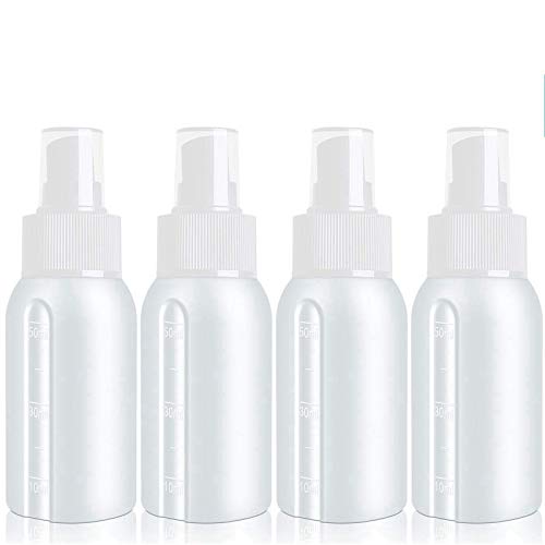Spray Bottle,Oursunshine 4pack 1.7oz Empty Spray Bottle Travel Size,Fine Mist Small Spray Bottle Portable Refillable Makeup Silicone Bottle for Essential Oils,Liquids,Hair,with Labels (White)