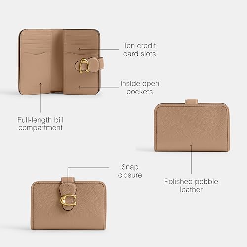 Coach Women's Polished Pebble Leather Tabby Medium Wallet, Taupe, One Size3