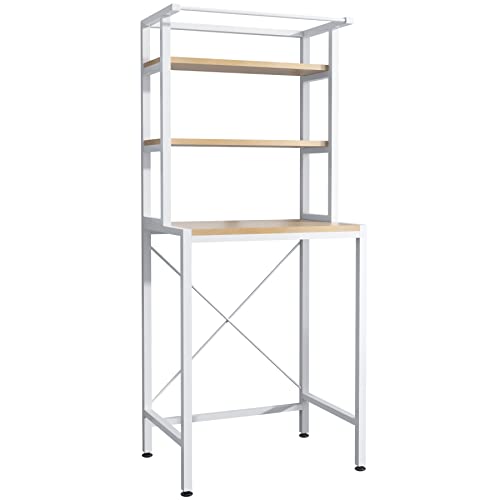 MOYIPIN 3-Tier Drum Washing Machine Storage Rack Space-Saving Bathroom Storage Rack Above The Toilet, Multi-Functional,Bearing Strong, Adjustable Storage Rack, White - Image 7
