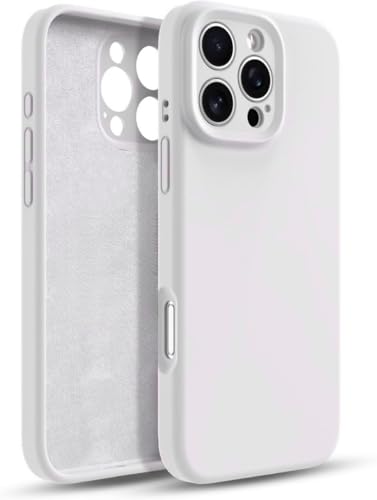 Image of DIZORO Compatible for iPhone 16 Pro Max Camera Protection Case 6.9, Slim Liquid Silicone 3 Layers Full Covered Soft Gel Rubber Phone Case Protective Cover 6.9 Inch - (White Titanium)