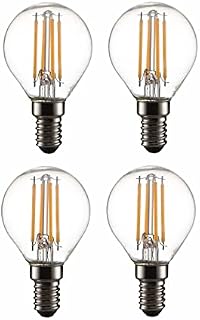 TEKLED® P45 Filament Vintage DIMMABLE LED Bulbs | E14 Small Edison Screw | Energy Saving 4W Light Bulb 40W Equivalent | Clear 2700K 470LM | 4-Pack | Warm White