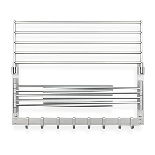 Brightmaison Bgt Wash Clothes Drying Rack Wall Mount Laundry Room Organizer With Hooks & Swing Arms, 24" Metal Laundry Rack Silver #TOP7