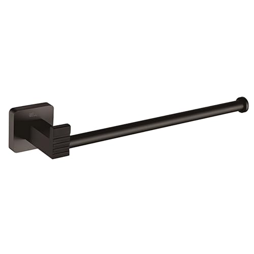 Image of IBELL Black Aluminum Set of 6-Pcs /Bathroom Hardware Set (Towel Bar /Soap Holder /Toothbrush Holder with Tumbler /Toilet Paper Holder /Hook /Towel Ring), Matte Black.