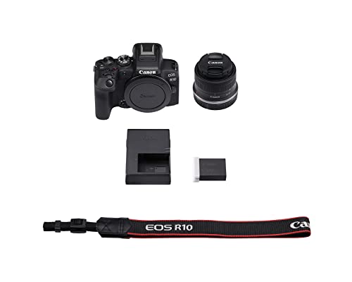 Canon Eos R10 Rf-S18-45Mm F4.5-6.3 Is Stm Lens Kit, Mirrorless Vlogging Camera, 24.2 Mp, 4K Video, Digic X Image Processor, High-Speed Shooting, Subject Tracking, Compact, For Content Creators #TOP2