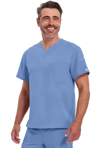 Image of Dickies EDS Essentials Scrubs for Men V-Neck 360 Stretch Medical Scrub Top | Relaxed Fit, 2 Pocket Design, 360 Stretch, Moisture Wicking Fabric, Durable Construction, Side Vents, Easy Care