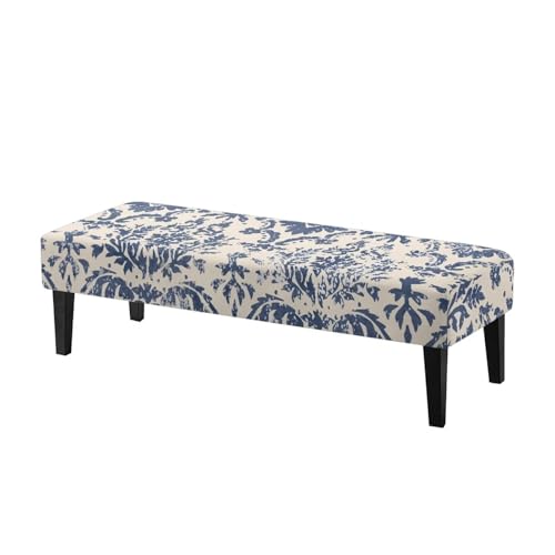 Tnasranmo Retro Pattern Stretch Dining Bench Cover Long Ottoman Cover Footstool Footrest Slipcover Anti-Dust Removable Bench Slipcover Protector for Bedroom, Kitchen