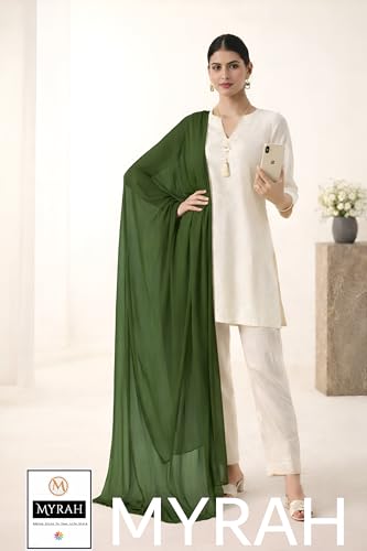 Image of MYRAH Chiffon Solid Casual Daily Use Dupatta For Women's & Girls Length - 2.50 Meter