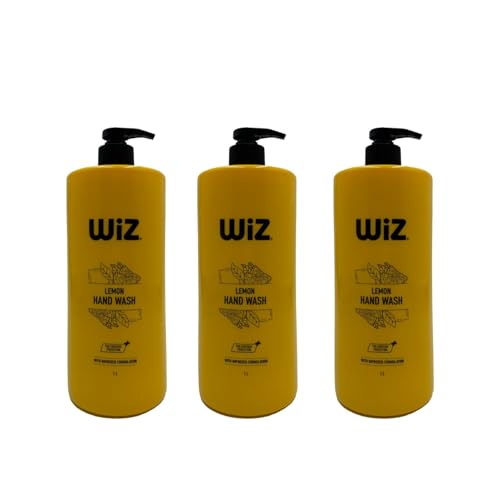 Image of Wiz Lemon Hand Wash 1 Litre Pump Bottle (Pack of 3)| Refreshing Lemon Fragrance Liquid Hand Soap | Moisturizing Daily Hand Cleanser for Kitchen & Bathroom | Improved Hygiene Formula