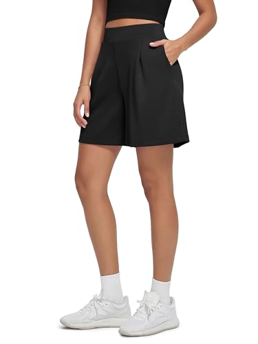 ODODOS Modal Soft Wide Leg Shorts for Women High Waist Casual Relaxed Shorts with Pockets-Inseam 4
