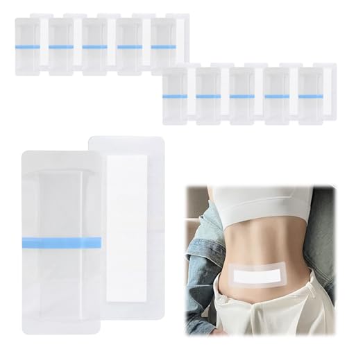 TMZELOA 20 Stück Wundpflaster 10 × 25 cm Wasserfest Für Dusche Und Alltag, Duschpflaster Wasserfest Mit 5×20cm Saugkern, Sterile Wundauflage Mit PU-Folie Für Nach OP, Tattoo Pflege, Haushalt