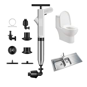 Luchtdruk toiletplunjer, toiletplunjer hoge druk – Krachtige spoelbaktoiletontcloggerpomp met realtime barometer – Heavy Duty huishoudelijke haarklompverwijderaar, afvoerreiniger voor Eolaks