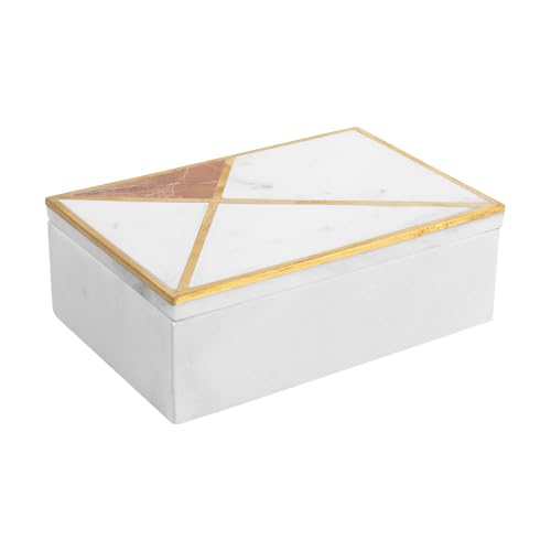 Gocraft White Marble Jewelry Box Organizer With Gold Geometric Inlay thumb #4