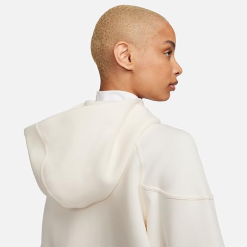 Nike Moletom feminino com capuz e zíper de lã Sportswear Tech Windrunner, Branco, M