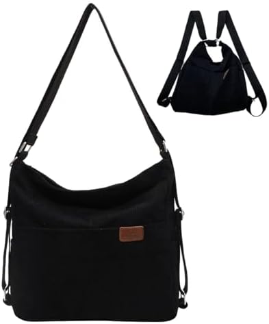 Corduroy Tote Bag Shoulder Bag Convertible Backpack Purse For Women Multi-pocket Hobo Handbags with Zipper