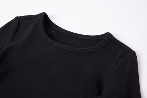 Image of Niyage Toddler Soft Thick Crewneck Tee Tops Girls Comfort Basic Long Sleeve T-Shirt