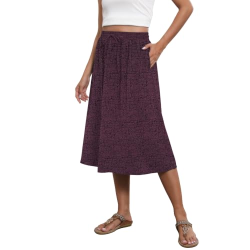 Image of Witsmile Flowy Skirt Elastic High Waist A-Line Skirt with Pockets Bohemia Cover-up for Women 2026 Trendy(S-2XL)