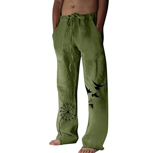 Pantalones de verano para hombre de cintura alta, pantalones de chándal de piernas anchas, pantalones de playa, corte regular, pantalones de deporte, ligeros, transpirables, informales, largos
