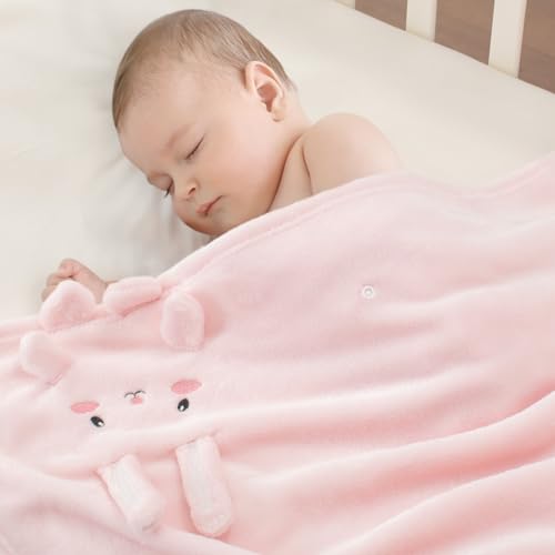 Image of Baby Blanket, Foldable Rabbit Shape Plush Blanket, Super Soft Warm Breathable Receiving Blankets Newborn Nursery Swaddle Blankets Gifts for Crib Stroller Baby Boys Girls Birthday Baby Shower